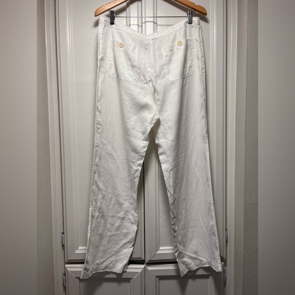 Tommy Bahama White Linen Pants Wide Leg Relaxed Fit Women Size 12 Vacation Party - Picture 3 of 3